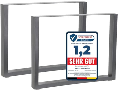 Melko Tischkufen Tischbeine Metall 2-teilig 90x72 cm Stahl Tischgestell | pulverbeschichtet, inkl. Bodenschoner, für Esstisch, Schreibtisch und Sitzbank, Industriedesign, Wandstärke 2 mm