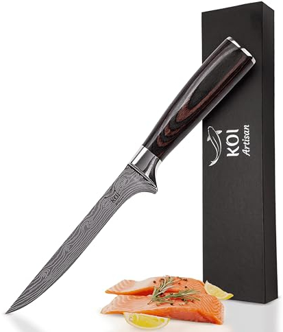 KOI ARTISAN Chefs Boning Knife - Deboning Fish and Meat 6 Inches Blade - Professional Kitchen Knife - Japanese High Carbon Stainless Steel - Stain & Corrosion Resistant