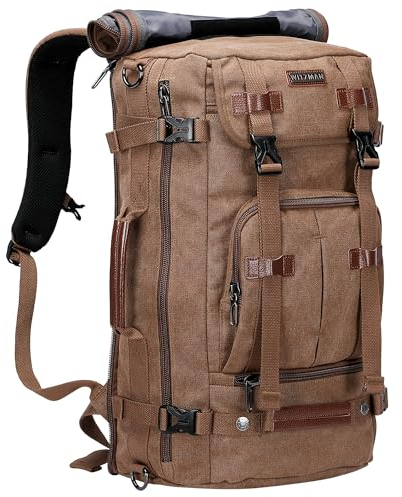WITZMAN Vintage Canvas Rucksack Laptop Reiserucksack Herren Convertible Reisetasche Rucksäcke 17 Zoll (A519-1, Gross Braun)