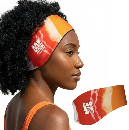 Ear Band-It Ultra Swimming Headband (Keep Water Out, Hold Earplugs in) Doctor Recommended Large (Ages 8-Adult) Tie Die Orange