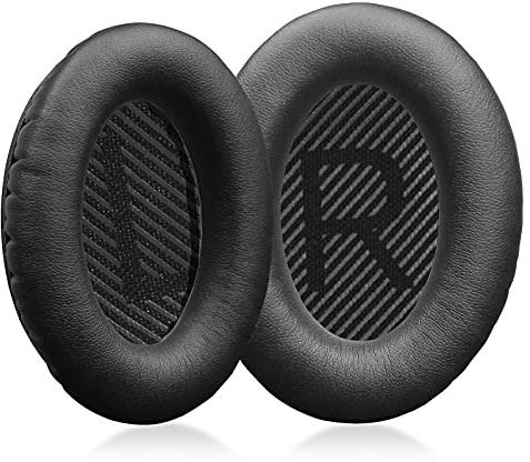 MOLGRIA Ear Pads Cushion, Replacement Protein Leather Earpads for Bose Quiet Comfort QC 35 II QC35 QC35ii QC15 QC25 QC2 AE2 SoundLink SoundTrue Headphones(Leather Black)