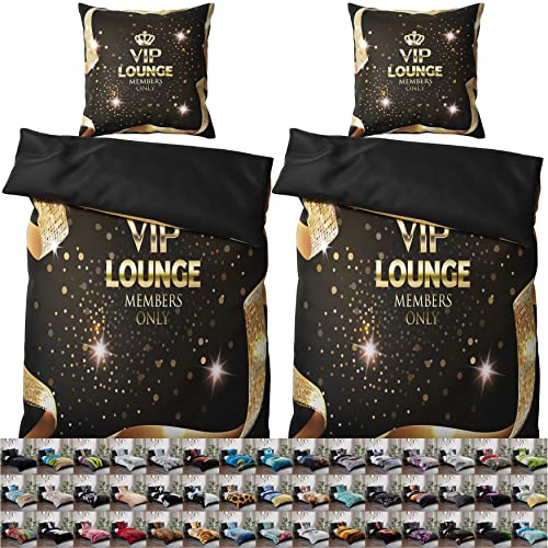 Sanilo® Bettwäsche 135x200 cm, 100% feinste Baumwolle, 4-teilig, Bettbezug, Kissenbezug 80x80cm, Oeko-TEX Zertifiziert (4-teilig 135x200 cm, VIP Lounge)