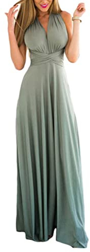 shownicer Damen Elgant Lange Abendkleider Multiway Brautjungfernkleid Wickelkleid V-Ausschnitt Cocktailkleid Bodenlang Partykleid Rückenfrei Neckholder A Linie Maxikleid Ballkleid 15 Grün S