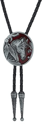 Bolo Ties Krawatte Für Herren - Western Cowboy Horse To Success Point Oil Krawatte, Männlicher Und Weiblicher Anhänger Mit Lederseil-Halskette, Modischer All-Match-Schmuck, Antikes Silber, Einhei