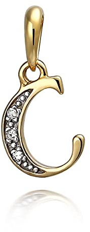 NKlaus Kettenanhänger Buchstabe, 333 Gelbgold, Diamant, Bicolor, 1 Stück | Teilweise rhodiniert; 3 runde Diamanten; 8,8 x 7,3mm; 0,35g