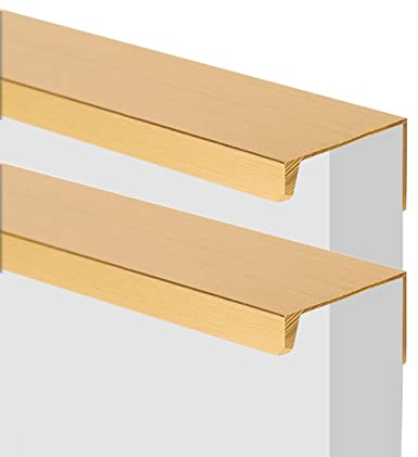 2 Stück Möbelgriff gebürstetes Gold unsichtbar Schrankgriffe Versteckt SchubladenKnöpfe Modernes Türgriff Hinterschraubgriff für Schlafzimmer Kleiderschrank Profilgriff (Länge 200mm)
