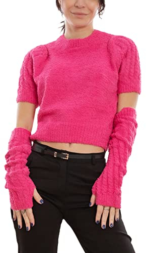 Toocool Damen-Pullover mit kurzen Ärmeln für Armwärmer MBO12545, fuchsia, S-M