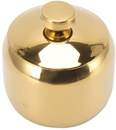 Tarros para especias, de acero inoxidable, azucarero con tapa y cuchara, altura de la salera de 6,2 cm, para guardar especias de sésamo, curry en polvo, (dorado)