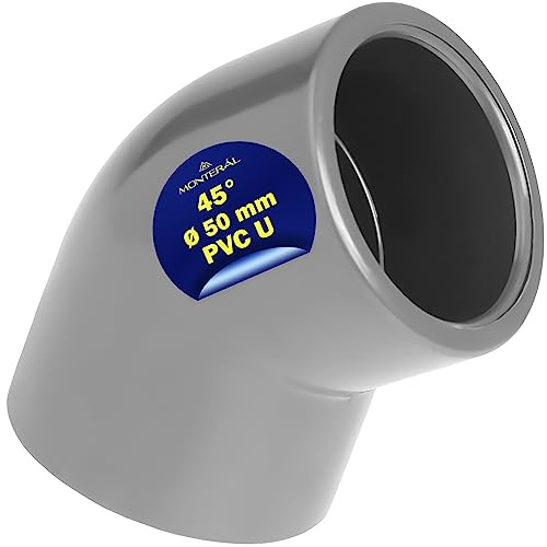 Codo PVC U con Ángulo de 45° Ø 50 mm para Unión Adhesiva de Dos Tuberías Garantía de 10 Años - MONTERAL