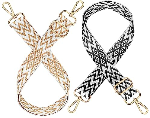 2 Stück Taschengurte Zum Wechseln, Verstellbar Schultergurt Breit 3.8 cm, 75-135 cm Tragegurt Schulterriemen mit Karabiner für Schultertaschen Taschen Handtaschen(Schwarz ＋ Khaki)