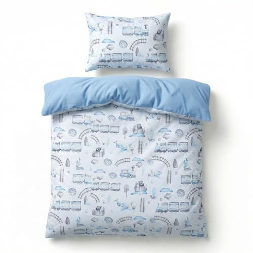BABYSAFE Set Copripiumino Lettino 90x120 e Federa Cuscino 40x60 Coordinata | 100% Cotone Certificato Oeko-Tex - Copripiumino 120x90 Neonato per Culla, Lettino o Carrozzina Made in Europe