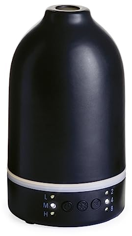 Airome Nebulizer Essential Oil Diffuser|Waterless and No Heat Aromatherapy Diffuser, White LED Light, Intermittent & Continual Mist, Timer and Auto Shut-Off, Onyx