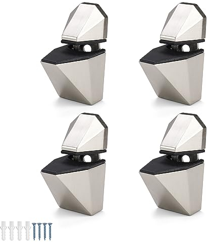 4 Pièces Support Etagere Verre, DEANKEJI Pince Verre, peuvent Serrer Épaisseurs de Verre de 3 à 16 mm, Support Etagere Murale pour Salon, Cuisine, Chambre