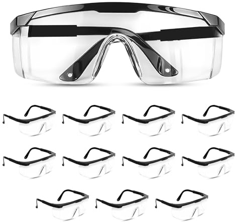 TAIGAOASIS 12 Pack Safety Glasses for Men & Women, Full Coverage Clear Lenses with Built-in Brow Guard, ANSI Z87.1 & CE Certified, Anti-Fog, Anti-Scratch, 100% UV Protection