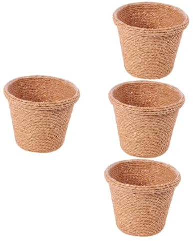 YARNOW 4stücke Retro Aufbewahrung Blumentopf Aus Seegras Multifunktionaler Pflanzer Für Innenräume Und Fensterbänke Für Kunstblumen Und Dekoration Wohn Und Büroräumen