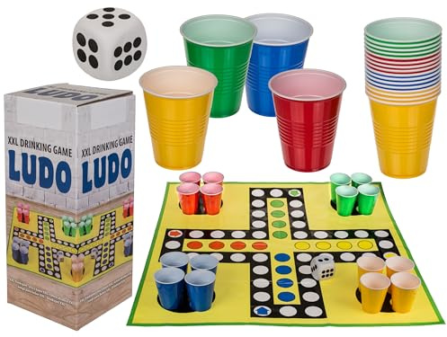 mucHome XXL Trinkspiel Ludo ca. 90 cm Gesellschaftsspiel Partyspiel