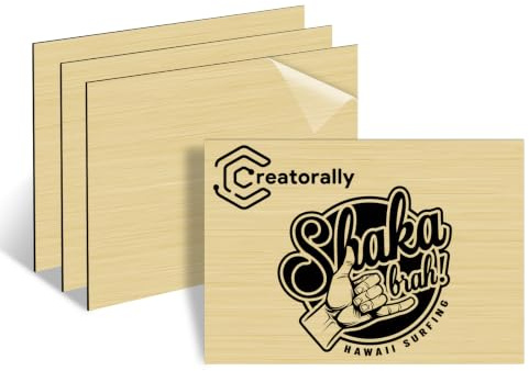 Creatorally Plaque Acrylique pour Gravure Laser, Plastique à Graver Bicouche 30x20 cm 1,3mm, Plaque Plexi Couleur 4 Feuilles Plaque a Graver pour Personnalisé Artisanale (Noir sur Or Brossé)