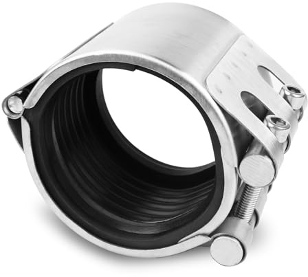 Rohr-Reparaturklemmen-Set, 5,1 cm, 56 mm - 59 mm, hochdruckbeständige Rohrkupplungsschelle für Kunststoff- und Metallrohre, Notfall-Leckversiegelung mit Edelstahl, Schnellbefestigung für Wasser-/Gas
