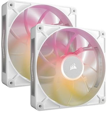 CORSAIR iCUE Link RX140 MAX RGB 140 mm PWM Ventilador Gruesos con iCUE Link System Hub – Alta Presión Estática – Rodamiento Magnético de Cúpula – Pack Doble – Blanco