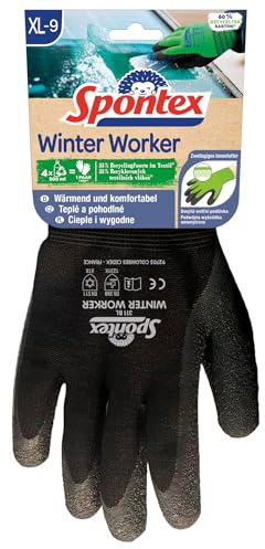 Spontex Winter Worker arbetshandske, för grovt arbete i kyla, tillverkad av återvunna PET-flaskor, storlek XL, 1 par, färg kan inte väljas fritt