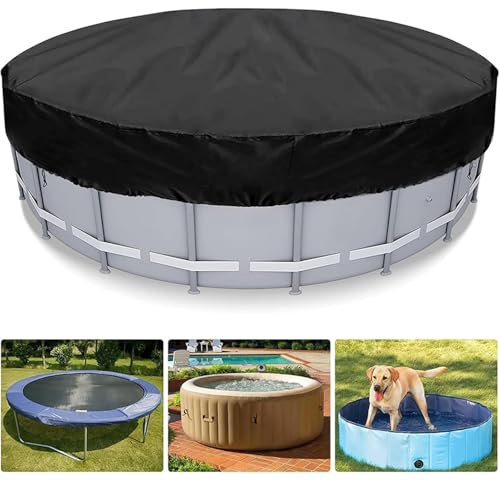 Round Pool Cover, 6ft/8ft/10ft/12ft/15ft Rainproof Solar Pool Cover, Easy Set up Swimming Pool Cover with Hasp, Rope(15ft)