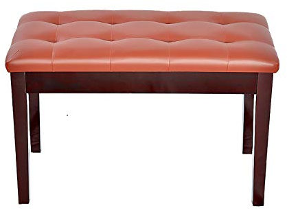 ASumPio Klavierbank Aus Leder, Doppelter Klavierhocker Aus Holz, Keyboardbank Mit Ablagefach, Stabile Holzbeine, Weiches Kissen Aus Pu-Leder,Reddish Brown