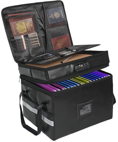 Feuerfeste Dokumententasche(2000℉),39x34x30cm Feuerfeste Dokumentenbox Geldkassette mit Zahlenschloss,wasserdichte und Feuerfeste Aufbewahrungsbox für A4 Wichtige Dokumente,Geld und Wertsachen