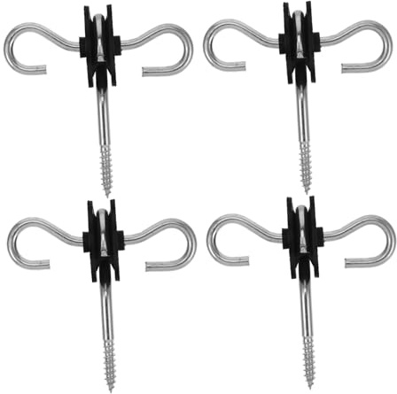 SUPVOX 4pcs Electric Fence Gate Handle Insulator Kit for Cattle and Farm Use Includes Spring and Connector Sturdy Double Hook Design Compatible with Wooden Posts