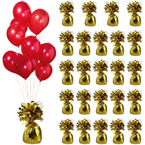 JIEHIN 24 pesi per palloncini dorati, per palloncini a elio, pellicola dorata, per palloncini, per matrimoni, compleanni, feste, palloncini