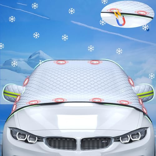 JSYDMA Frontscheibenabdeckung Winter, Für Peugeot Expert Auto Windschutzscheibenabdeckung mit 12 Magnet, Faltbar Wasserbeständig Autoabdeckung