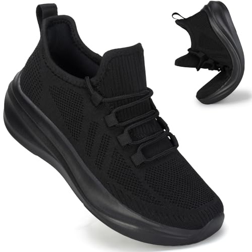ZOVE Wide Toe Box Shoes Women Extra Wide Width Tennis Sneakers Ultra Light Running Shoes for Women Non-Slip Diabetic Walking Gym Workout Trainer 8815 Full Black 40