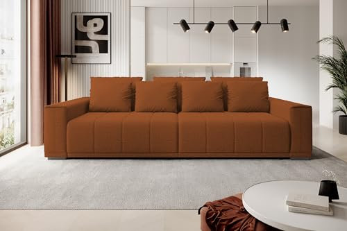 DomiMeble DomoHome Motta Bigsofa – Großes Sofa mit Bettfunktion, Liegefläche 175x228cm, 7-Kissen inklusive, Kansas-Stoffbezug, Zwei Bettkästen, Größe: 278x130x83cm, Farbe: Hellbraun