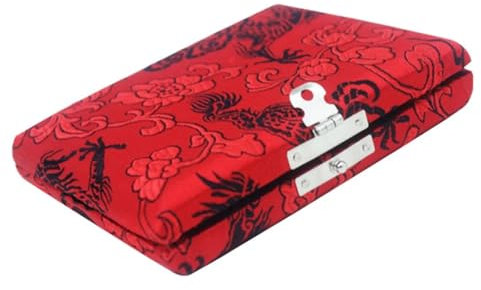 NihaoWXM Oboe Rohretui Oboenrohrkasten in Vier Farben mit Muster aus Massivholz und Stoffhülle for 6 Oboenrohr-Musikinstrumententeile Oboe Reed Case(Red)