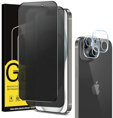 Coiwxmoi Privacy Pellicola Opaca per iPhone 15 con Protezione Fotocamera [2+2 Pezzi], Opaco Vetro Temperato Anti-Spy Durezza 9H HD Anti-riflesso Anti-impronta Anti-Spia Vetrino Film Protettiva
