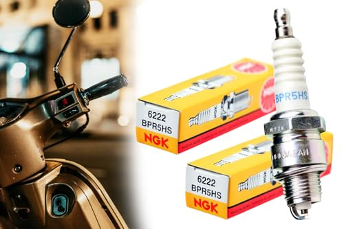 2x NGK Zündkerze BPR5HS Nr.6222 Gewinde M14 x 1.25 für Roller, Moped & Mokick, Motorrad, Quad ATV & Trike, kompatibel mit Peugeot Vogue Honda PX Bajaj Chetak