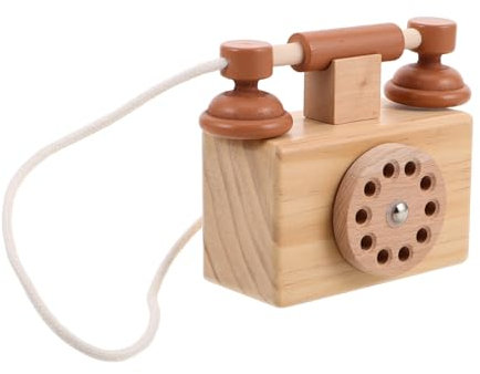 Yardwe Holz-Rotary-Telefon Für Junge Mädchen Vintage Spielzeugtelefon Interaktives Eltern-Junge Mädchen-Spielzeug Mit Retro Design Geschenk Für Geburtstagsfeiern Und Fantasievolles Spiele