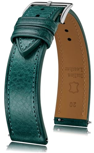 Getalia Italian leather Watch Band Tuscany Natural Vegetable-Tanned Full Grain Genuine Leather, Skin-Safe, Quick Release Replacement Watch Straps for Men and Women Thin and Soft (Blue：Width-20mm)