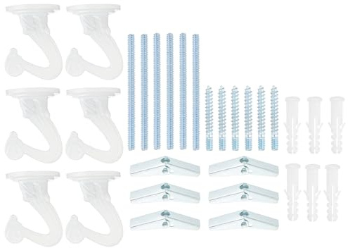 PATIKIL Ganchos Colgantes, 6 Pcs Ganchos Pesados Para Techo Con Hardware De Instalación Soporte Para Pared Para Colgar Plantas Lámparas De Techo, Blanco