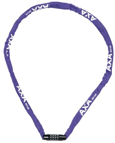 AXA Rigid RCC 120 – Kettenschloss mit Code – 120 cm lang – Stahlglieder 3,5 mm – Sicherheitsstufe 3 – Schutzhülle – Lila