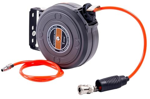 Avvolgitubo compressore d'aria, avvolgitubo automatico, portatile con ruote, avvolgitubo ad alte prestazioni, per giardino, garage, lavori all'aperto, stoccaggio a parete, resistente ai raggi UV
