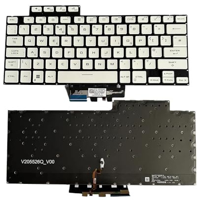 ZHXOZYF Laptop Keyboard for ASUS for Rog for Zephyrus G14 GA402RK GA402RJ Japanese JP/United Kingdom UK with Backlit Without Frame White(United Kingdom UK)