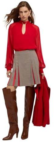 Motivi: Blusa in Chiffon con Dettaglio Metallico Rosso. XS Stagione Autunno Inverno 2025