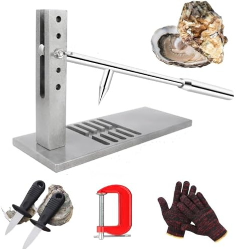 TOOSOAR Austernmesser, Professionelles Set zum Öffnen von Austern, Mit Handschuhen und Fixierclip Aus Aluminium, Einfach und sicher zu verwenden