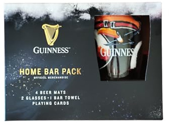 Guinness Lot de verres à pinte Toucan | Cartes à jouer | Tapis de bière | Serviette de bar