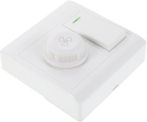 Hemobllo Interrupteur Combiné Mural pour Ventilateur de Plafond Éclairage – Variateur Intelligent à Bouton Rotatif Plaque Murale à Bascule Blanche Contrôle Double Fonction pour Maison et