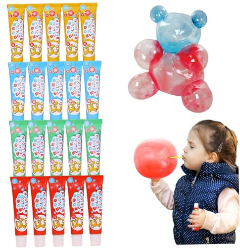 20 Stück Kunststoffblasen, ungiftige Blasenballons, einfache und unterhaltsame Blasen, Spielzeug für Schule, Party, drinnen, draußen, für Kinder, Blasen in zufälliger Farbe