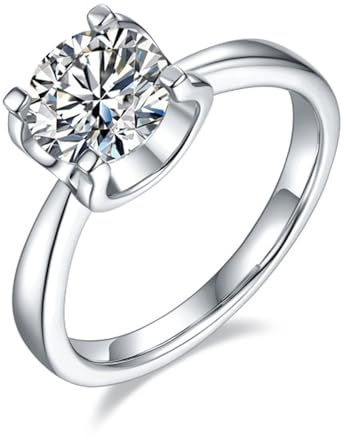 Ayoiow Solitär Verlobungsring Vorsteckring für Damen mit 3ct Moissanit, Verlobungsringe für Damen Platin, Platin 950 Größe 52 (16.6)