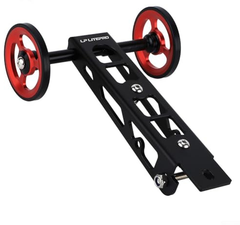 Dolvitrny Easywheel aus Aluminiumlegierung, für Birdy 1/2/3 Serie, zusammenklappbar, für Fahrradgepäckträger, leicht, leichtgängiges Rollen für Radkomponenten für Rhein (rot)