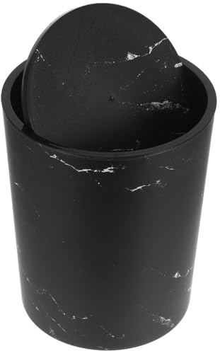 FUNNETOYU Cestino per Rifiuti da Tavolo Grande Capacità Coperchio Design Marmo per Bagno e Soggiorno Interno Contenitore Rifiuti Versatile