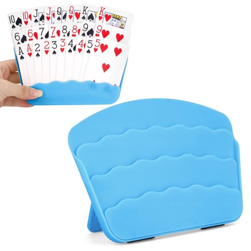 Celehappy 2 st spelkortshållare för kortspel, poker, UNO, Canasta, familjeresor och spelfest, för seniorer, liten hand eller artrithand